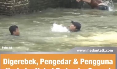 digerebek, pengedar dan pengguna narkoba nekat terjun ke sungai
